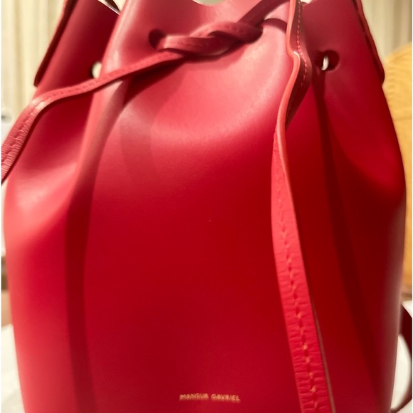 šNEW-HTF MANSUR GAVRIEL RED *CALF-LEATHER* MINI-BUCKET BAG (*Calf>Veg Tanned*) - Picture 16 of 16